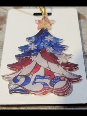 Patriotic Red, White & Blue Christmas Tree Ornament - Home Holiday
